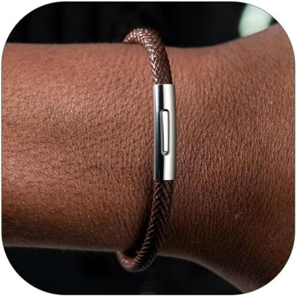Personalized Leather Bracelet Custom Name Beads Mens Waterproof Cuff Gift - Picture 1 of 7